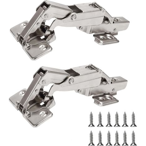 Charnière de meuble 165° à recouvrement total, pour meubles d’angle, portes escamotables et pliantes. Avec pliage droit fixe, elle s’installe facilement et offre une durabilité exceptionnelle. (1/5)