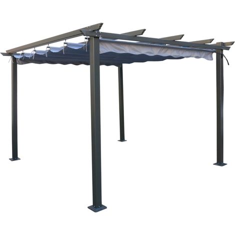 gazebo pergola da esterno eurogarden "daiana" in acciaio grigio 3x3 m (1/3)