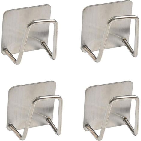Support d'Éponge pour Cuisine Porte-Savon en Racks de Rangement Muraux Évier avec Crochets Autoadhésifs 4PC Acier Inoxydable (1/5)