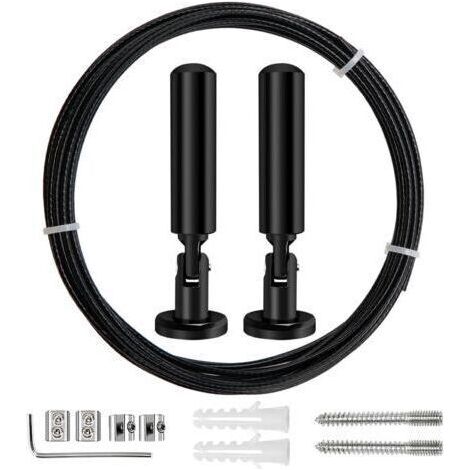 5m Tringle à rideaux Kit, Câble en Acier pour Rideau, pour Rideau, corde à linge de balcon,Noir