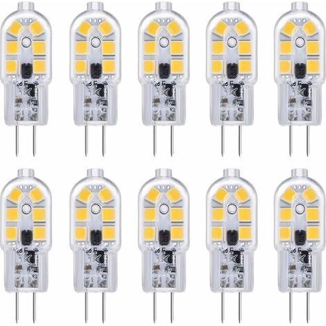 Ampoule LED G4 , Ampoule G4 LED 12V 2W Blanc Froid 6000K, 200LM, Équivalent Halogène G4 Bi-pin 10W 20W, LED Lampe G4 12V AC/DC pour Camping Car/Hotte Cuisine, non-dimmable, lot de 10 (1/5)