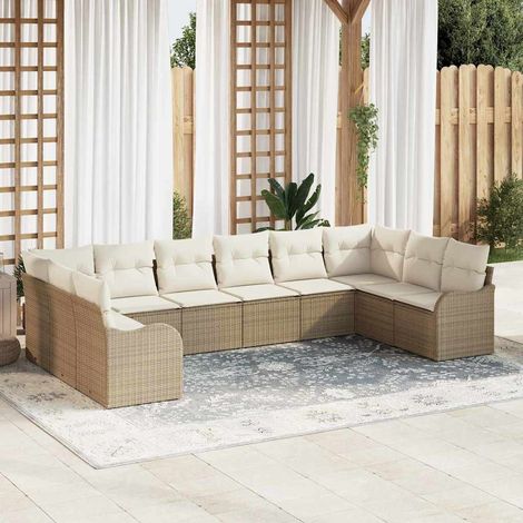 Gartensofa-set Beige 344 x 177,5 x 85 cm Poly-Rattan