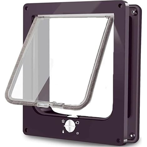 royaluxe -Grande chatière, verrouillage à 4 voies avec aimants, installation facile, chatière manuelle silencieuse pour porte murale/en bois/Upvc (marron, XL) (1/5)
