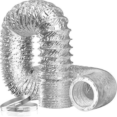 tuyau de ventilation 200mm 5m Conduit d'air Flexible conduit hotte en feuille d'aluminium tuyau evacuation hotte pour Salle de bain, Cuisine, Sèche-linge (1/5)