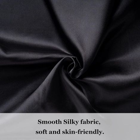 Taie d'oreiller Satin 60x60 Lot de 2 Lisse Elégant Housse Oreiller Carré Confort Soyeux Peau Frais Eté Fermeture Eclair Maison Hôtel, Noir-TREETALK (1/3)