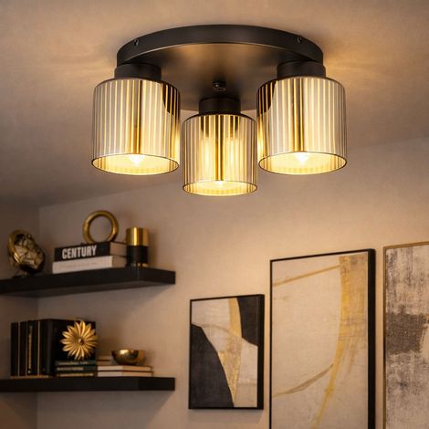 Plafoniera LED 3 fiamme lampada da soggiorno vetro cromato lampada da soffitto lampada da camera da letto, 3x 9W 3x 810lm bianco caldo, DxH 34,5 x 17,5 cm