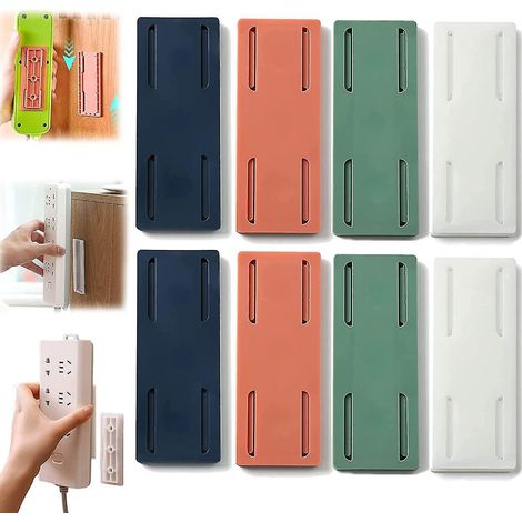 Lot de 8 supports adhésifs pour multiprises, fixations et protections contre les surtensions. (1/5)