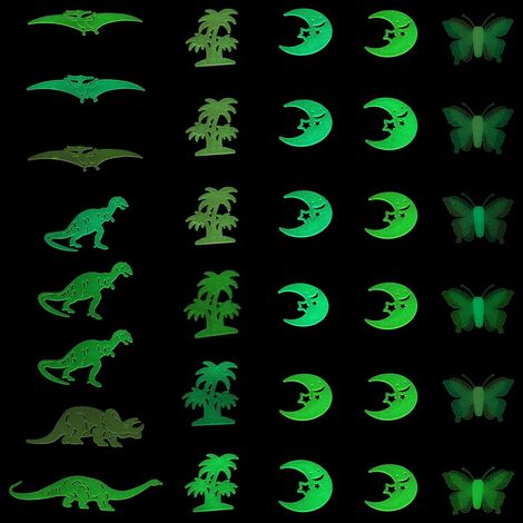 Stickers muraux lumineux fluorescents 3D 32 pièces motifs (1/5)