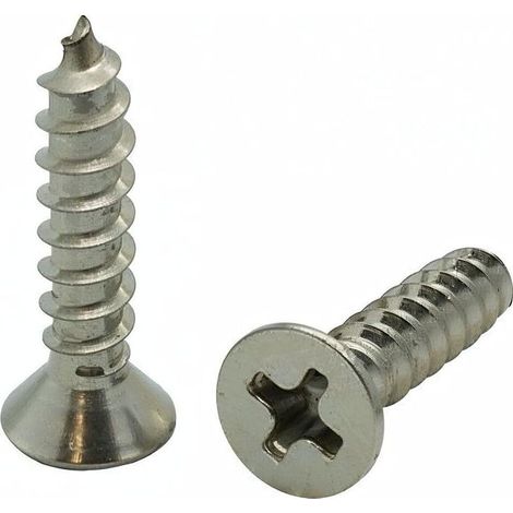 Vis 40 pièces 4x16 mm tête plate acier inoxydable 304 cruciforme pour bois (BCP18) (1/4)
