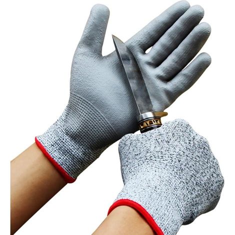 2 paires de gants résistants aux coupures, gants de travail, gants de protection, M et L (1/5)