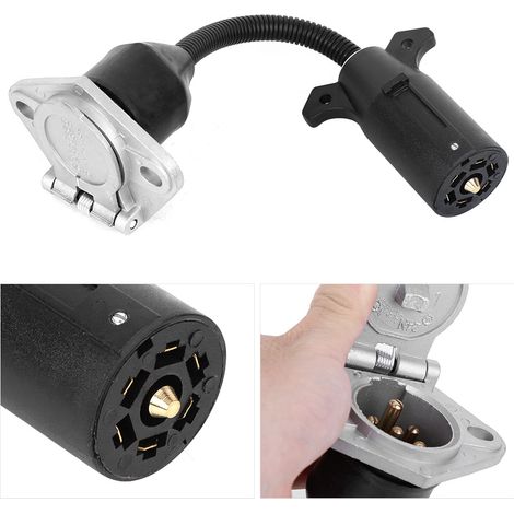 Flachstecker auf 7 Rundstecker Adapter US-Typ Universal für die meisten Wohnwagen und Sattelauflieger (1/5)