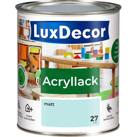 LUXDECOR Acryllack Holzfarbe Metall und Holz Lack Buntlack Matt (27) Pistazieneis - 0,75L