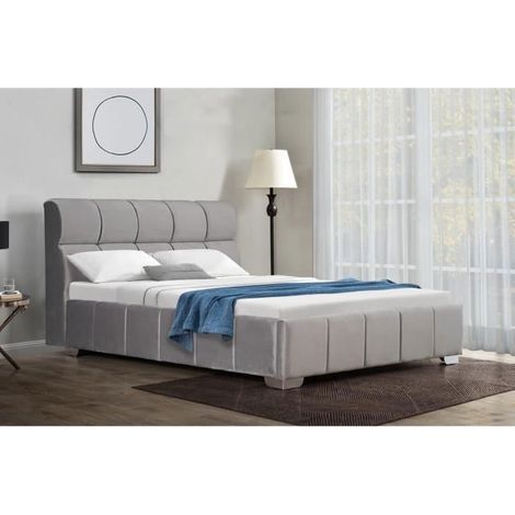 Lit avec coffre de rangement Gris modèle LYNA 140 X 190 CM