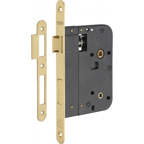 Serratura da incasso per WC, asse 80 mm, frontale in ottone lucido verniciato – THIRARD (1/5)
