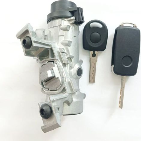 Zündschloss mit Schließzylinder und Schalter – Kompatibel mit Audi, Volkswagen, Seat, Skoda – 2 programmierbare Schlüssel – 1k0905855c