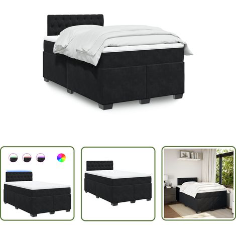 The Living Store Boxspringbett mit Matratze Schwarz 120x200 cm Samt - Boxspringbett - Doppelbett - Samtbett - Samt - Lederoptik (1/5)