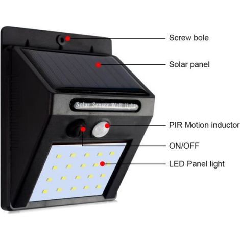 Lampe Solaire Exterieur - 48 Led - Capteur De Mouvement Pir - Etanche - Pour Jardin Rue Terrasse - 2 Unites (1/4)