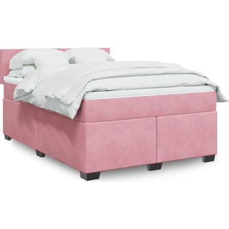 Boxspringbett mit Matratze Rosa 140x200 cm Samt