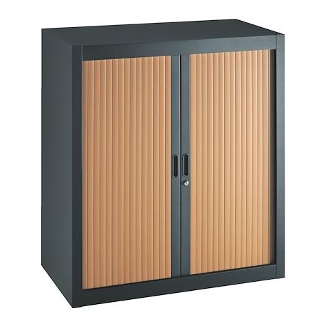 Armoire à rideaux démontables Economique 100 x 90 cm anthracite-hêtre - Maxiburo