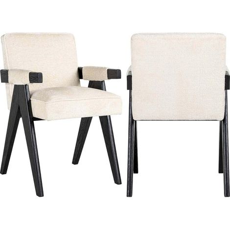 Chaise élégante en chenille blanche Cooper - Blanc cassé (1/5)