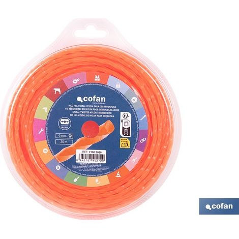 Filamento elicoidale in nylon per tosaerba 25 m x 4 mm (1/4)