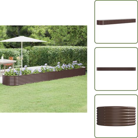 Lit surélevé de jardin Acier enduit de poudre marron - Jardiniere Surélevée - Bac À Fleurs - Pot De Fleurs Extérieur - Décoration Jardin - Plante Extérieure (1/5)