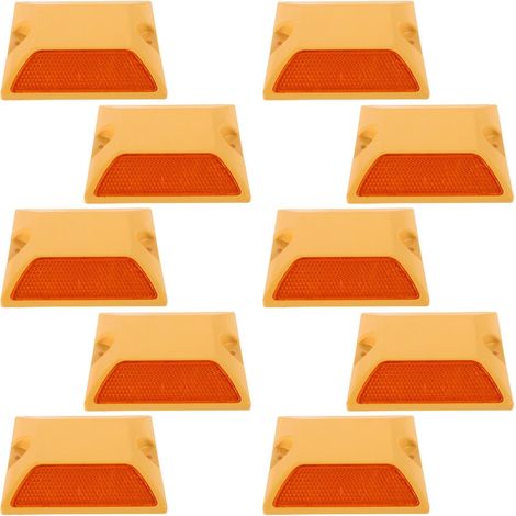 Lot de 10 Réflecteurs de Sécurité en Plastique Réfléchissant Jaune Double Face Taille Standard pour Marquages Routiers Allées Autoroutes Vitesse Marqueurs de Chaussée Solide (1/5)