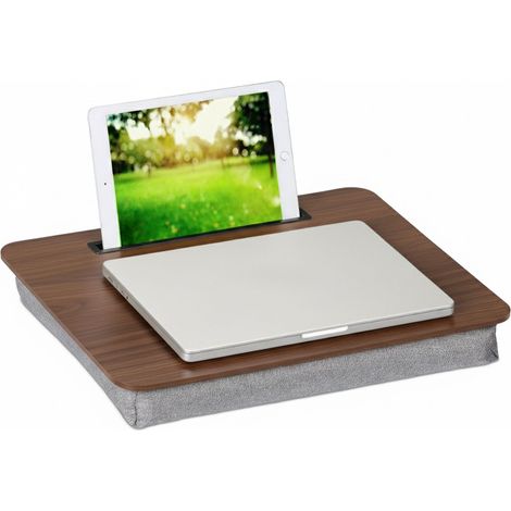 Relaxdays Laptop Bed Tray with Cushion, for Up to 17" Notebooks, Tablet Desk for Sofa with Mobile Phone Holder
