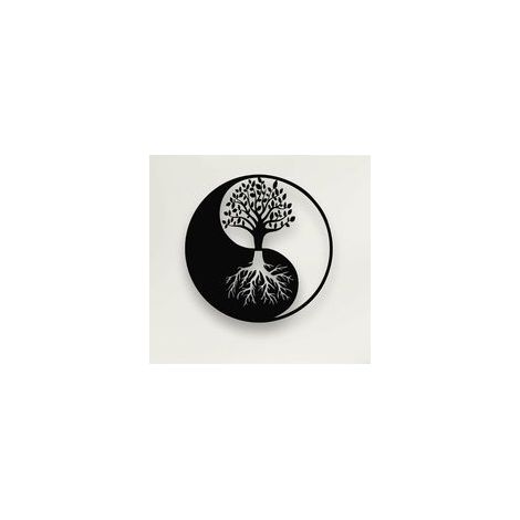 Décoration murale en métal - Arbre de Vie - Yin Yang - 42 x 42 cm (noir) (1/2)