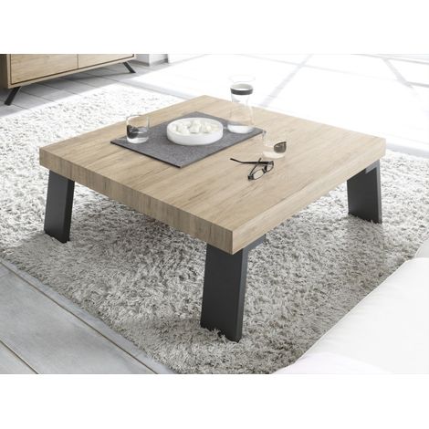 Mesa de centro con patas de metal, Colección SHOW, color roble claro