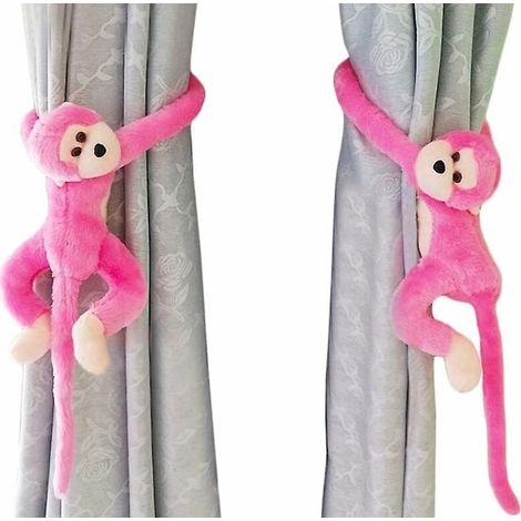 Lot de 2 adorables embrasses de rideaux singe pour chambre d'enfant - Accessoires de décoration de fenêtre en peluche (1/5)