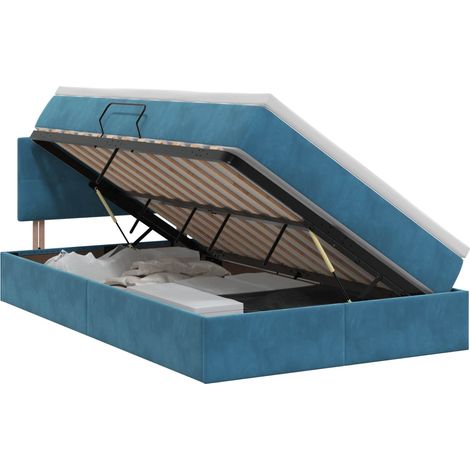 Letto con Contenitore Blu Scuro 120 x 200 cm Velluto vidaXL (1/5)