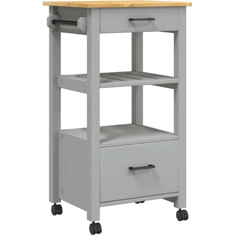 Chariot de cuisine,Chariot de Service,Desserte Cuisine MONZA 48x40x90 cm bois massif de pin CFW41878 (1/5)