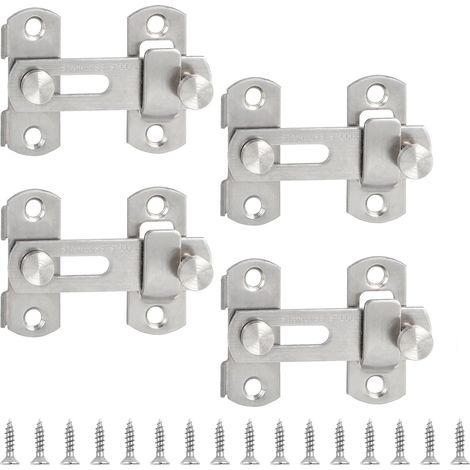 Stück Türriegel aus Edelstahl, 7,6 cm Türschlossriegel und Bolzen, Innenschiebetürschloss, Türschloss (Silber)