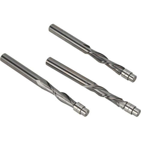 3-teiliges Spiral-Bündigfräskopf-Set, 1/4 Zoll, bündiges Trimmen, Vollwolframstahl (1/5)