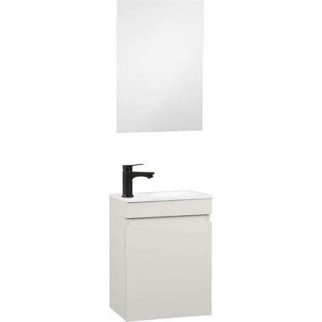 Meuble Lave-Mains 40cm Lavabo déjà monté Cachemire avec Miroir (1/5)