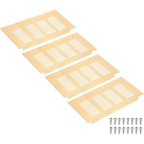 Grille de Ventilation, 4Pcs 200 X 100mm - Grille de Retour D'Air en Maille D'Alliage D'Aluminium, Grille de Ventilation à Lames Rectangulaires(Or) (1/5)