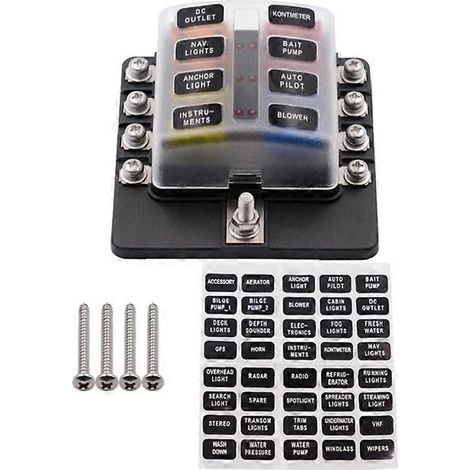 Porte-fusible à lames 6/8 voies avec voyant LED, bornes à boulon de connexion - Style 2 (1/5)