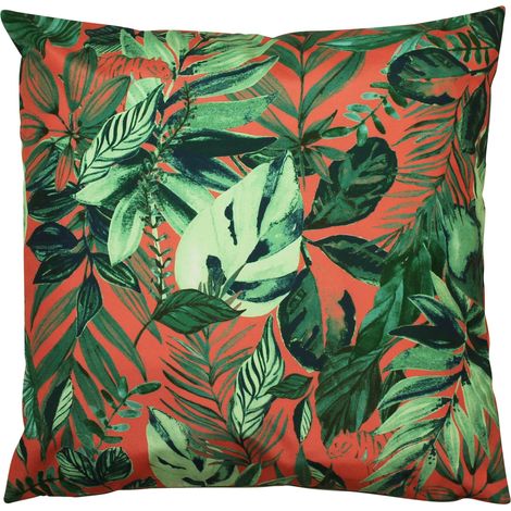 Housse De Coussin Résistant À L Eau Coloré Tropical Feuille Extérieur Housse Décorative Corail 43x43cm (1/3)