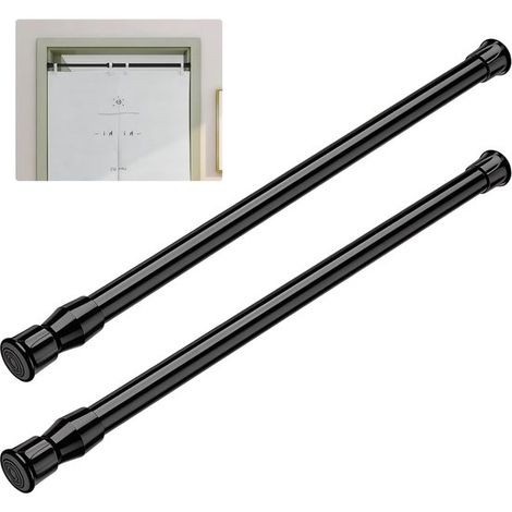 Set di 2 aste telescopiche (40-70 cm), nere, per tende, tende da doccia e appendiabiti, non necessitano di foratura, ideali per bagni e balconi. (1/5)