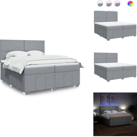 Sommier à lattes de lit avec matelas Gris clair 200x200cm Tissu - Sommier À Lattes De Lit - Sommiers À Lattes De Lit - Lit - Meuble De Chambre À Coucher (1/5)