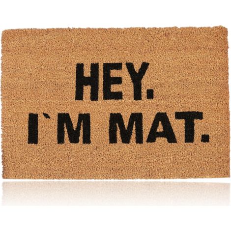 Relaxdays Felpudo Exterior Antideslizante «I'M MAT», Fibra de Coco-PVC, Marrón-Negro, 40 x 60 cm (1/5)