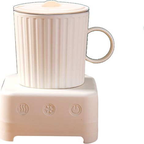 Ortviai Tasse Réfrigérante Électrique pour Boissons – Refroidissement Rapide & Chauffage Constant, Couleur Jaune, Prise Française