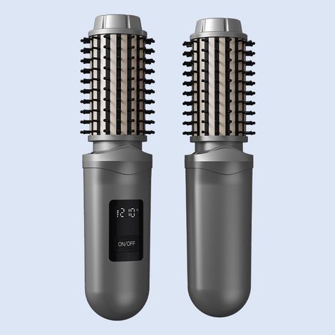 Peigne à lisser électrique à ions négatifs à double usage gris droit et bouclé qui n'abîme pas vos cheveux et est facile à transporter (1/5)