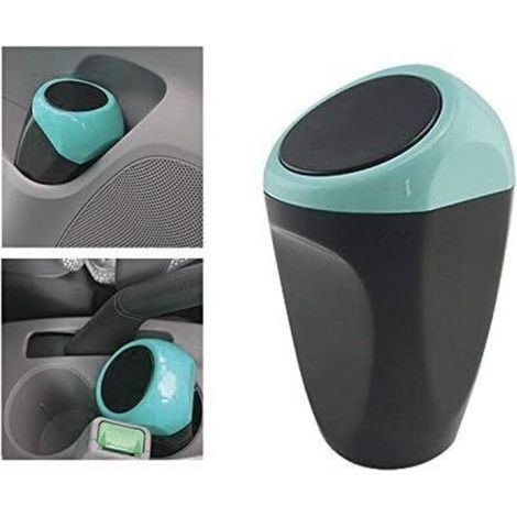 Mini poubelle de voiture peut en plastique des déchets poubelle 16x8CM poubelle conteneur de stockage pour l'intérieur de la voiture/bureau/maison(Poubelle Blue-Mini) (1/4)