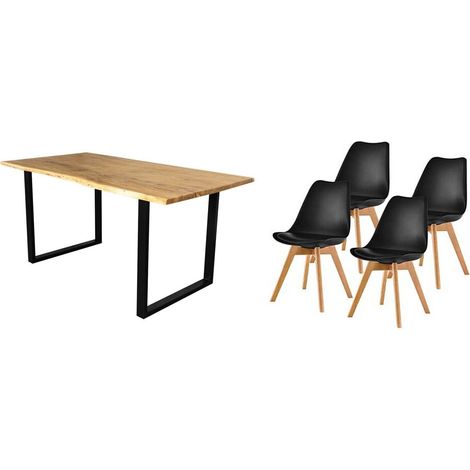 Pack Mesa de Comedor o Cocina Madera Maciza 140cm + Sillas Nordic (1/5)