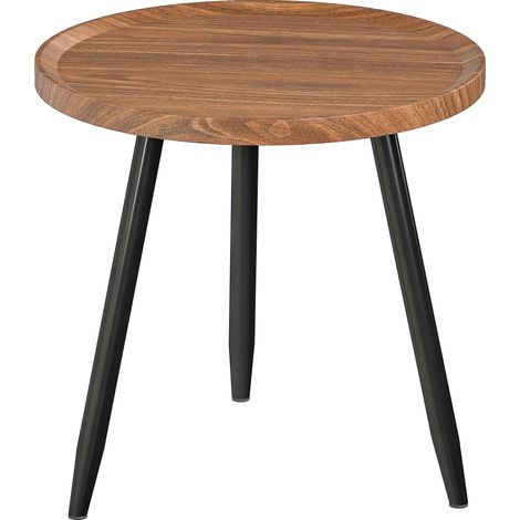 Table basse ronde SIENNA effet bois de noyer et noire (1/4)