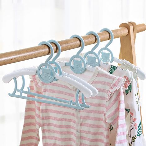 20 einziehbare Kinderkleiderbügel in Rosa, Grün, Gelb und Blau mit niedlichen bärenförmigen Haken multifunktionale Kunststoffkleiderbügel (1/5)