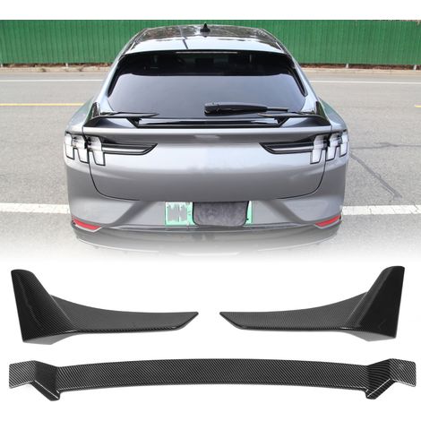 Aileron arrière en trois parties avec finition carbone brillante pour voitures GT, compatible avec Ford Mustang Mach-E GT 2021+ (livré sans adhésif).