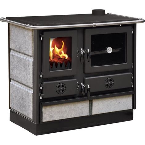 Interstoves – Cuisinière à bois Magnum MBS en fonte – Sortie côté droit – 70% fonte – Double combustion pour économies d'énergie – Plaque de cuisson haute température
